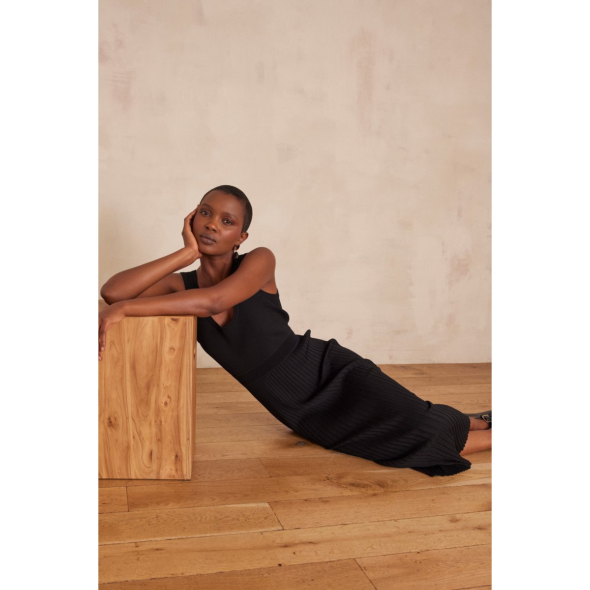 Robe droite côtelé Rive noir, Maison 123
