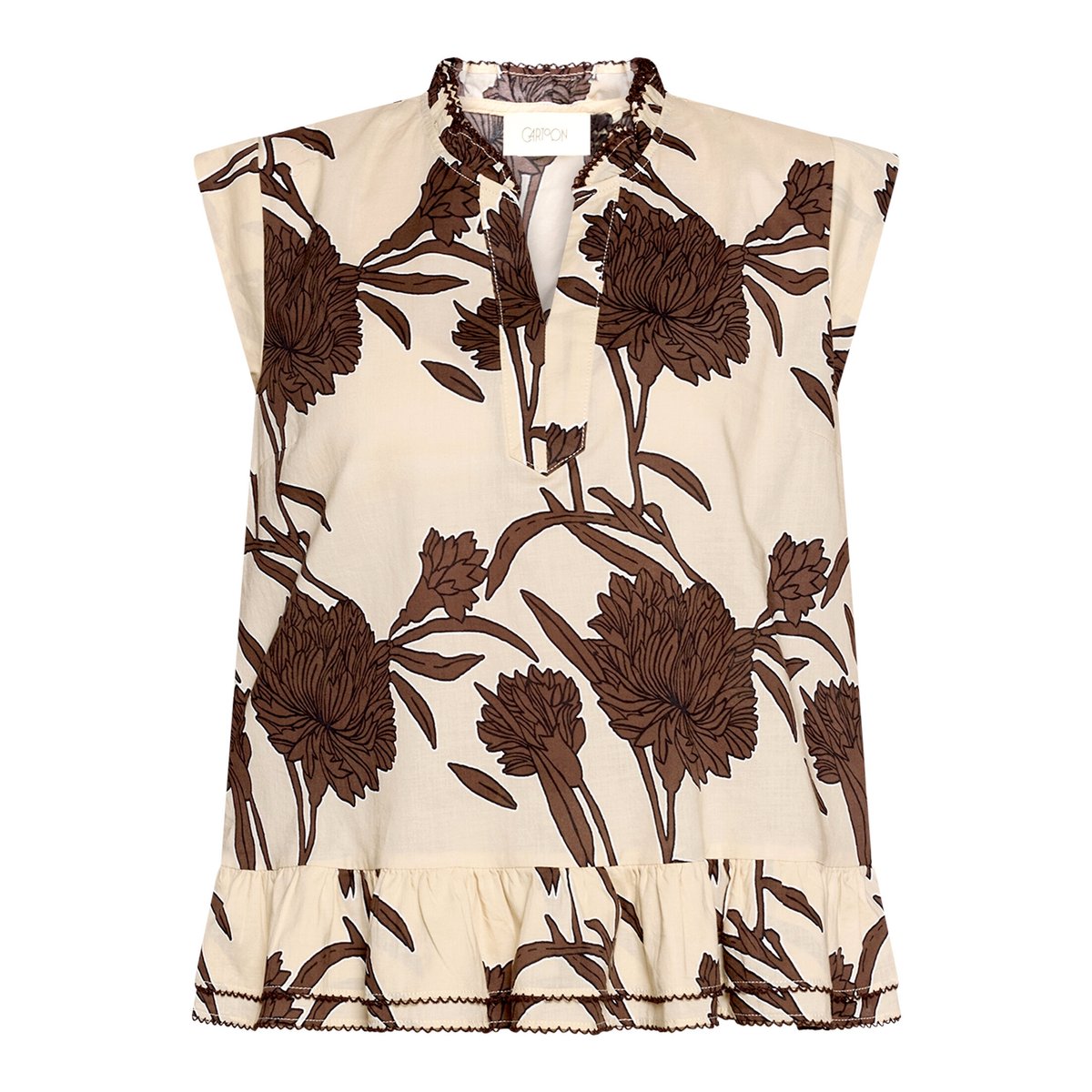 Blouse casual à fronce beige/marron, CARTOON