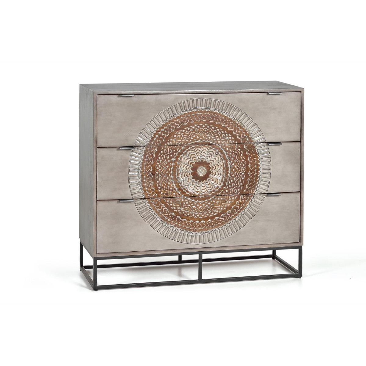 Commode 3 tiroirs - QUIRINE gris, DECORATION D’AUTREFOIS