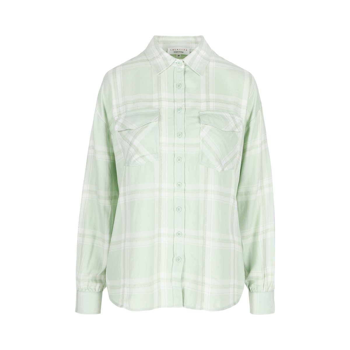 Chemise à carreaux avec fil textile vert pastel, LOLALIZA