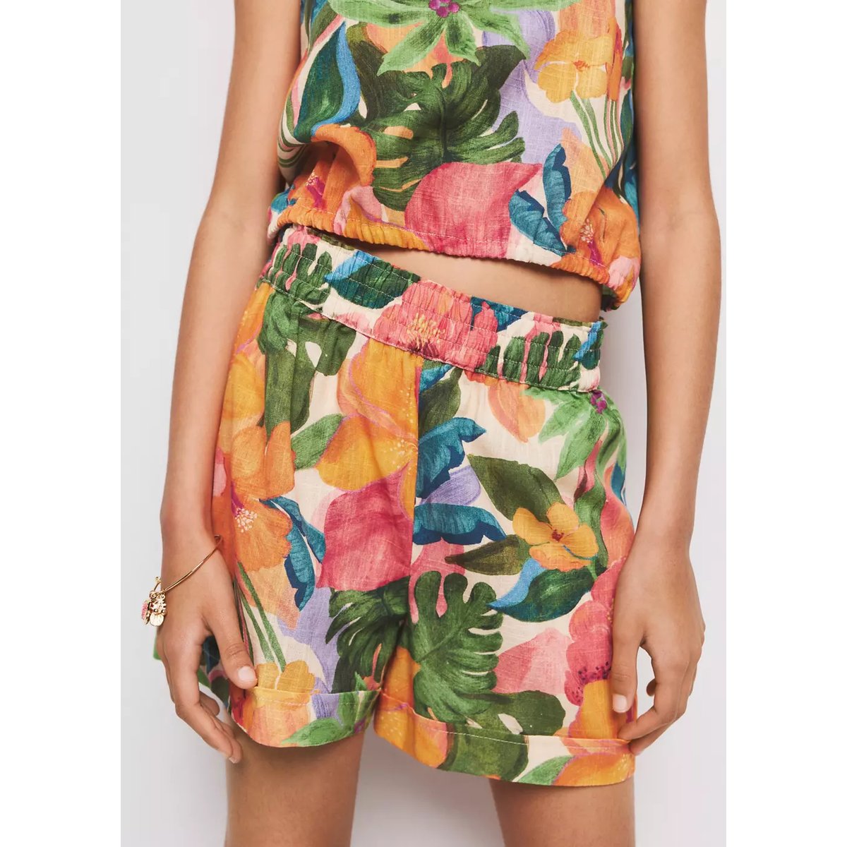 Short imprimé tropical orange, MANGO KIDS