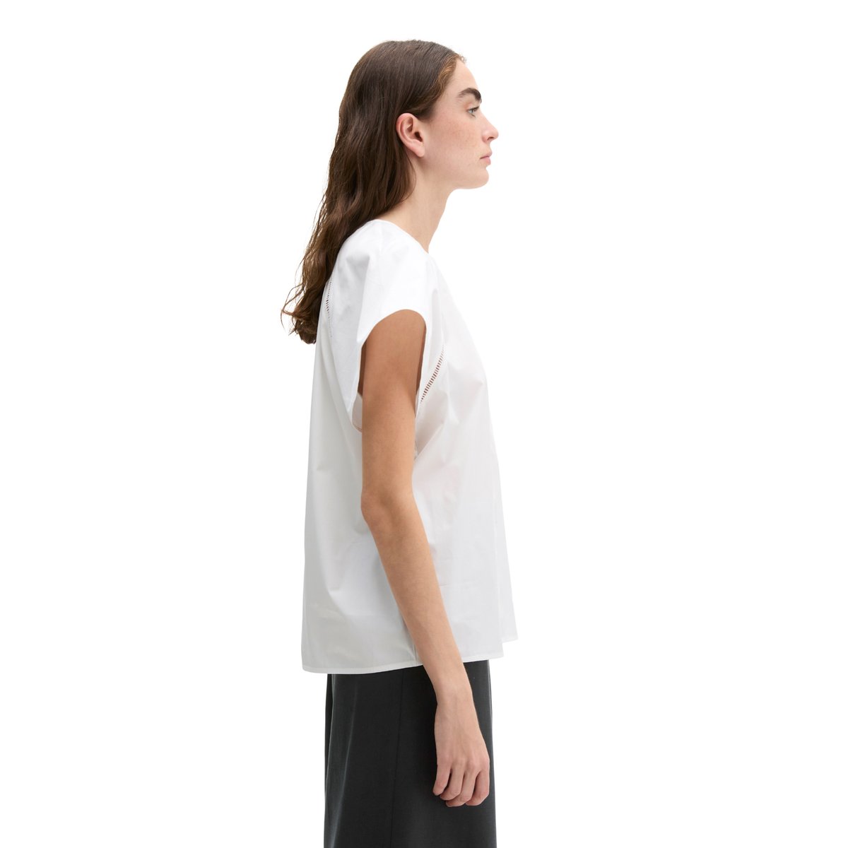 Blouse à manches courtes regular en popeline premium blanc, MARC O'POLO