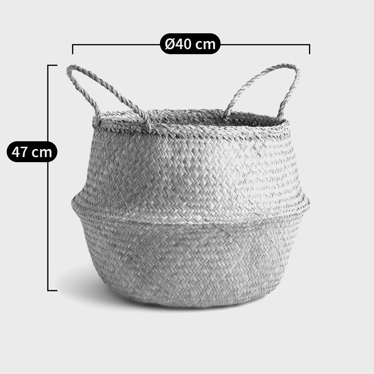 Cesto con forma de bola, al. 47 cm, Rixy natural/negro, LA REDOUTE INTERIEURS
