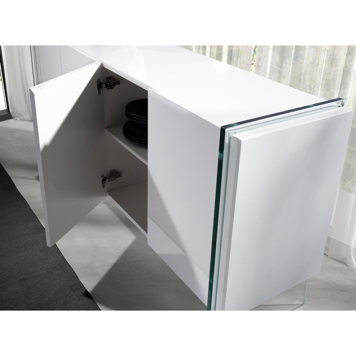 Buffet bois et verre trempé verre | blanc, ANGEL CERDA