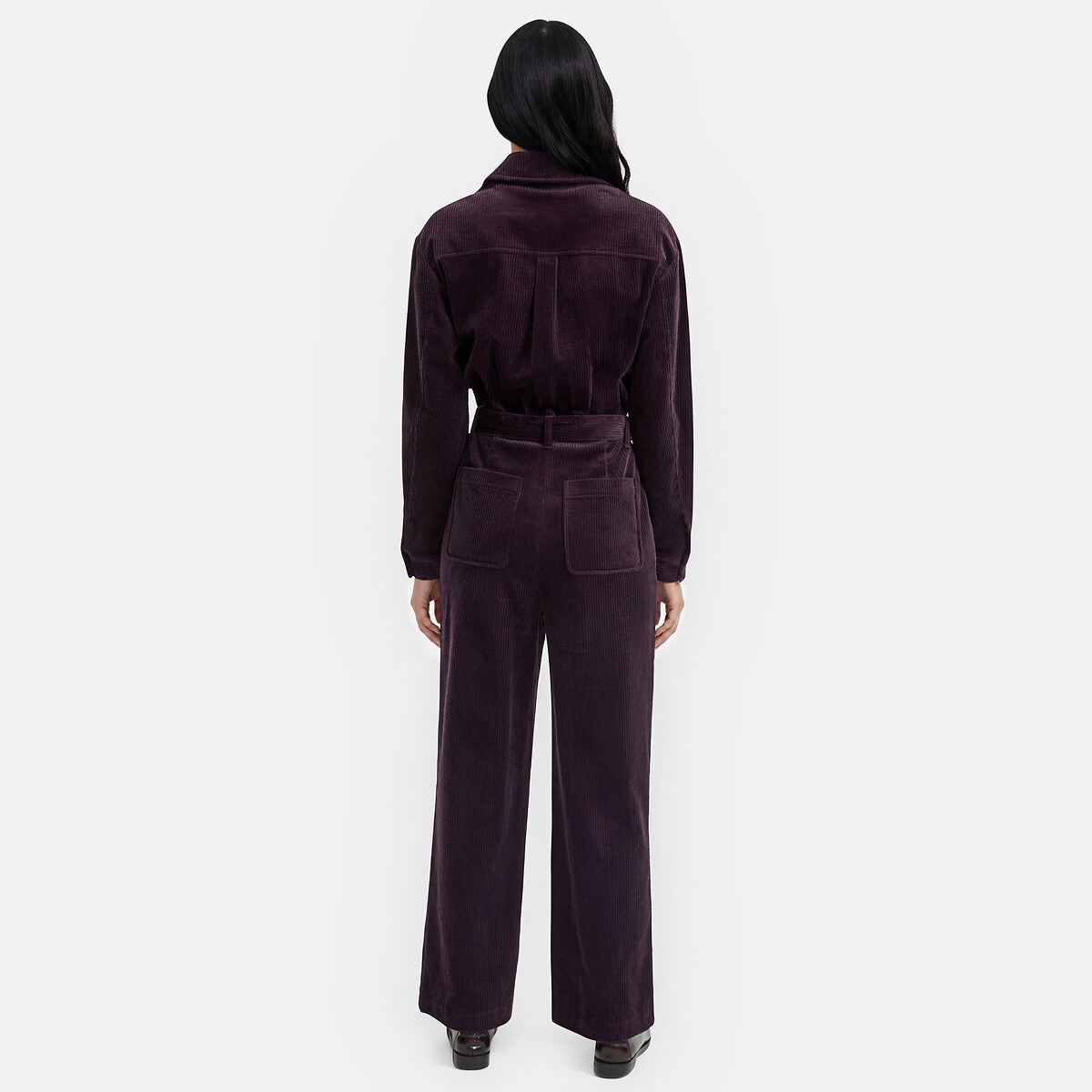 Combinaison pantalon zippée en velours côtelé violet prune, LA REDOUTE COLLECTIONS
