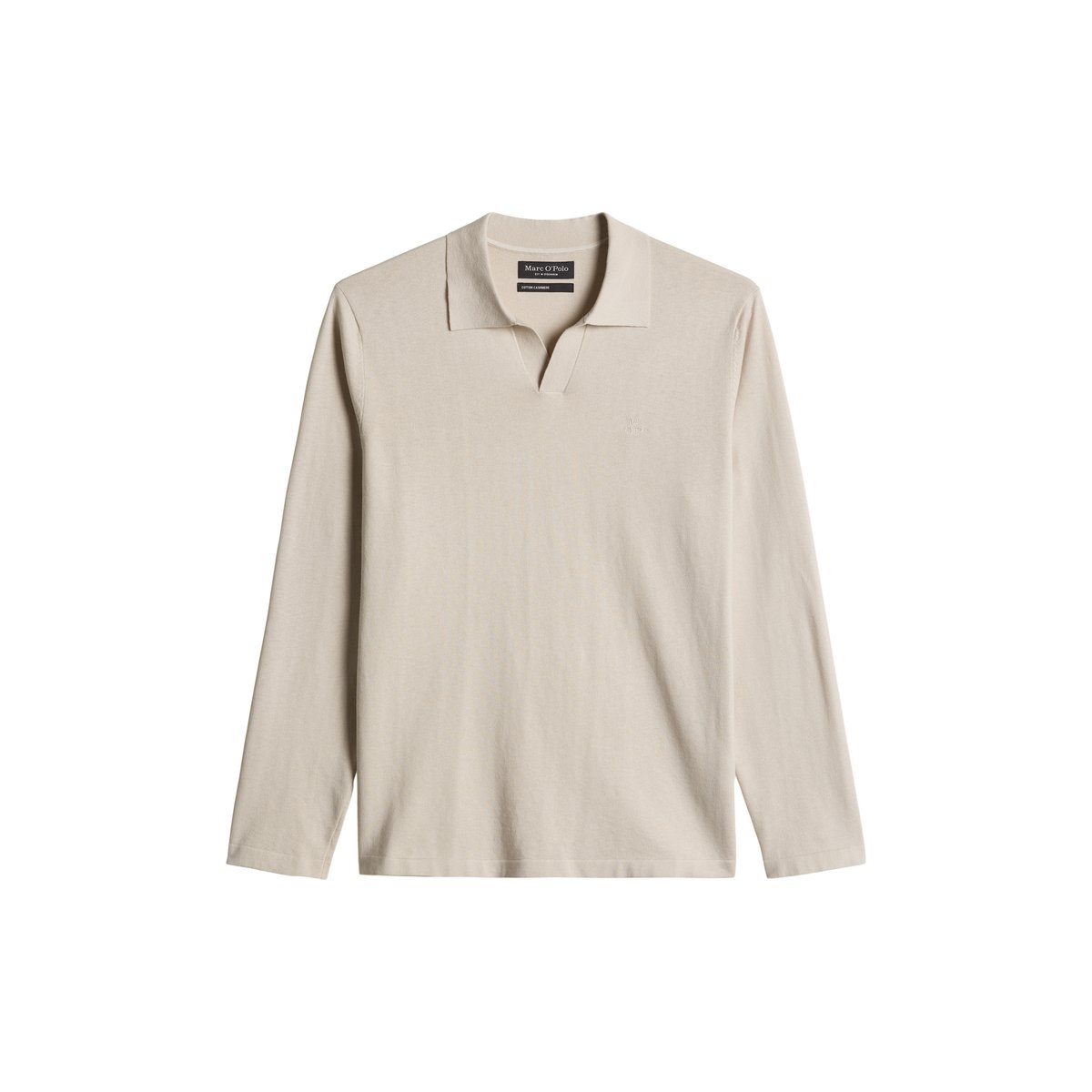 Polo en tricot régulier en mélange de coton et de cachemire bio creme, MARC O'POLO