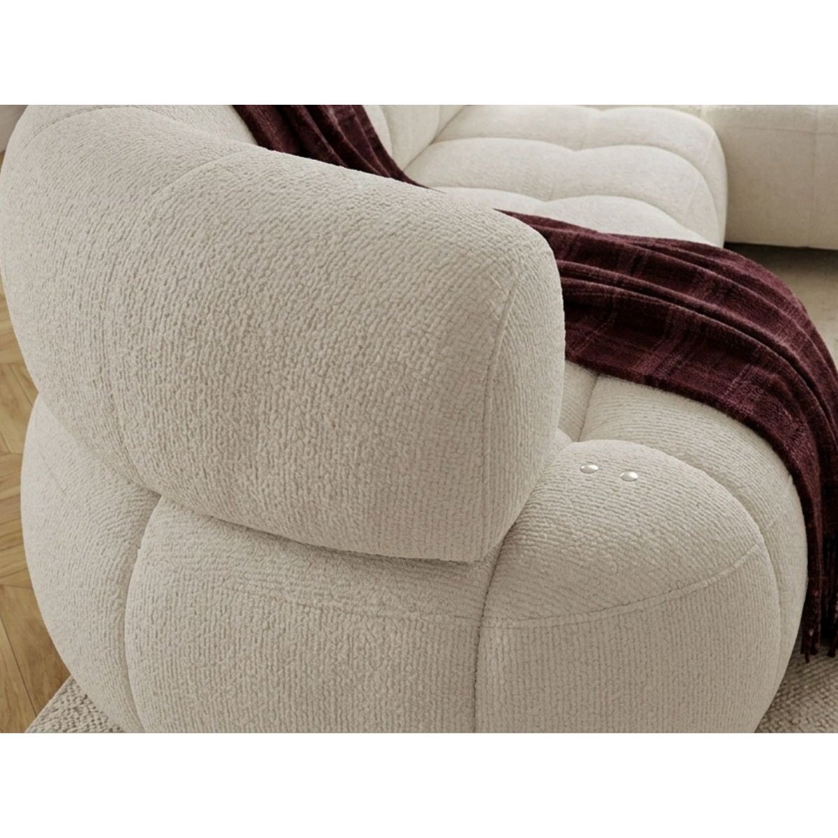 Canapé d'angle convertible 3 places en tissu lisse, LOVELY beige, BOBOCHIC