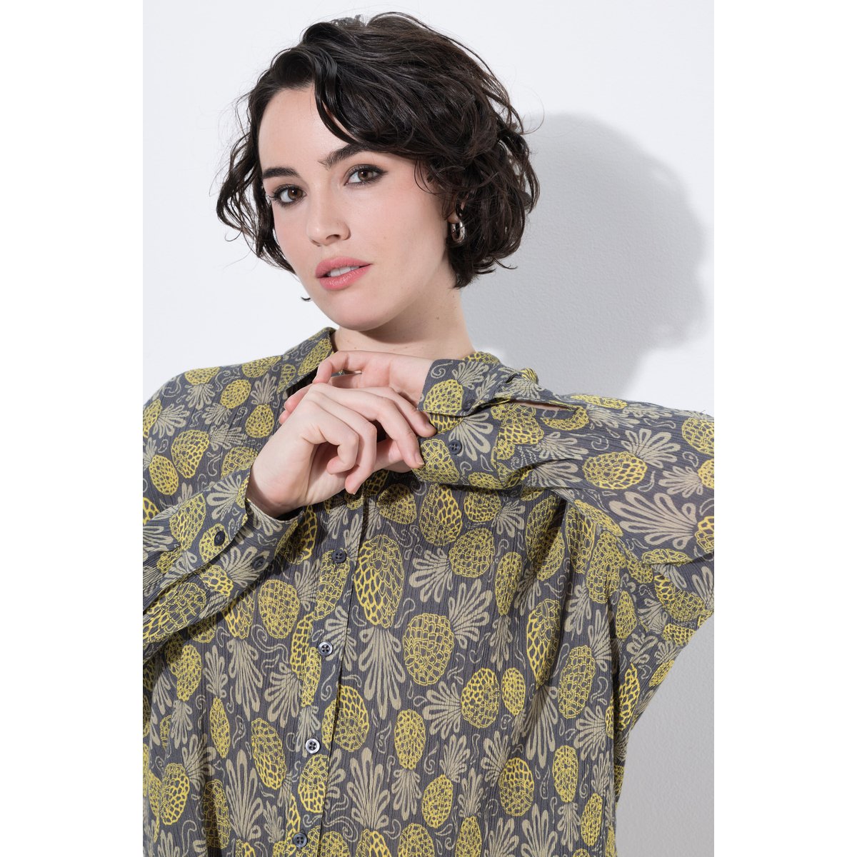 Chemisier motif ananas gris graphite, ULLA POPKEN
