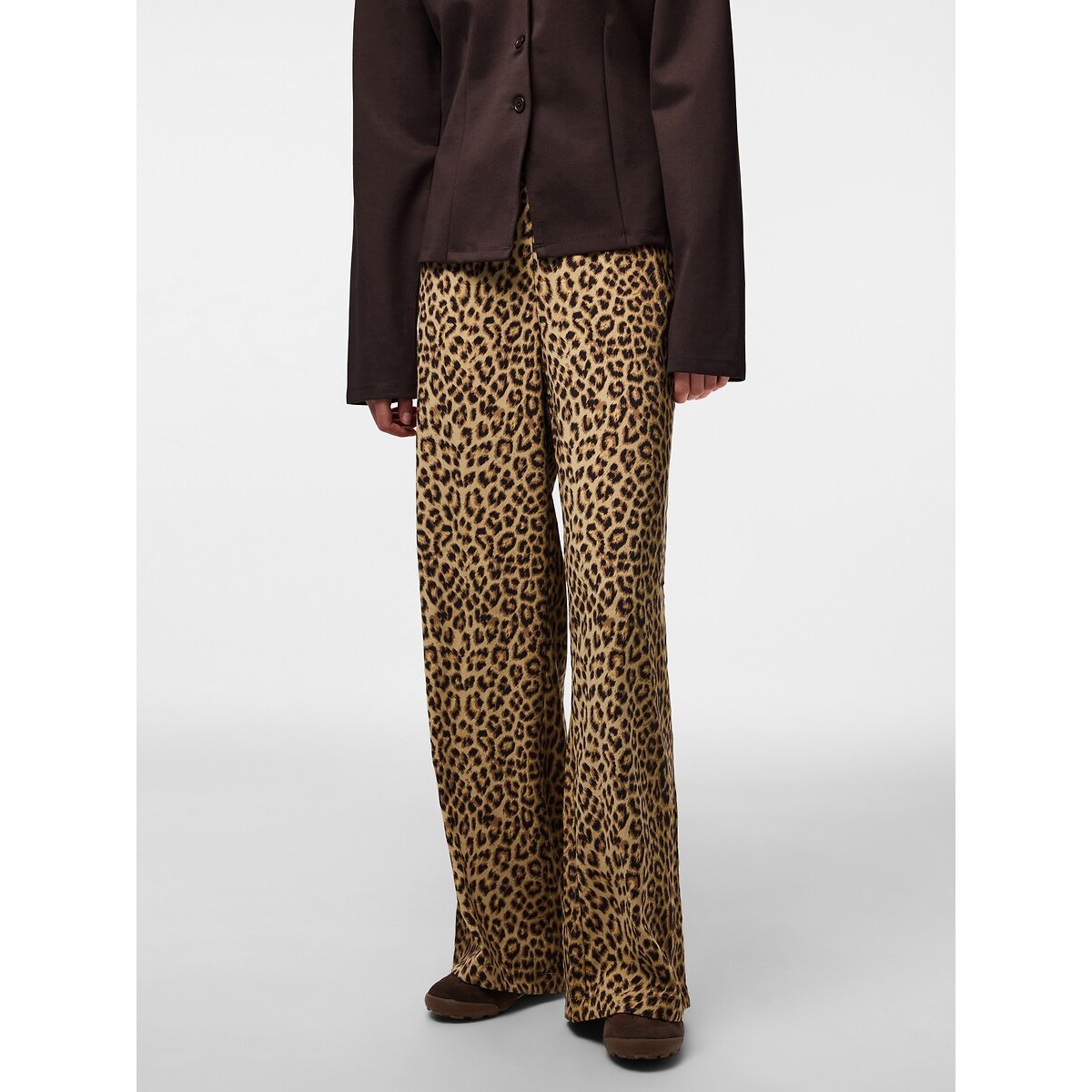 Leopard Print Wide Leg Trousers leopard print, PIECES