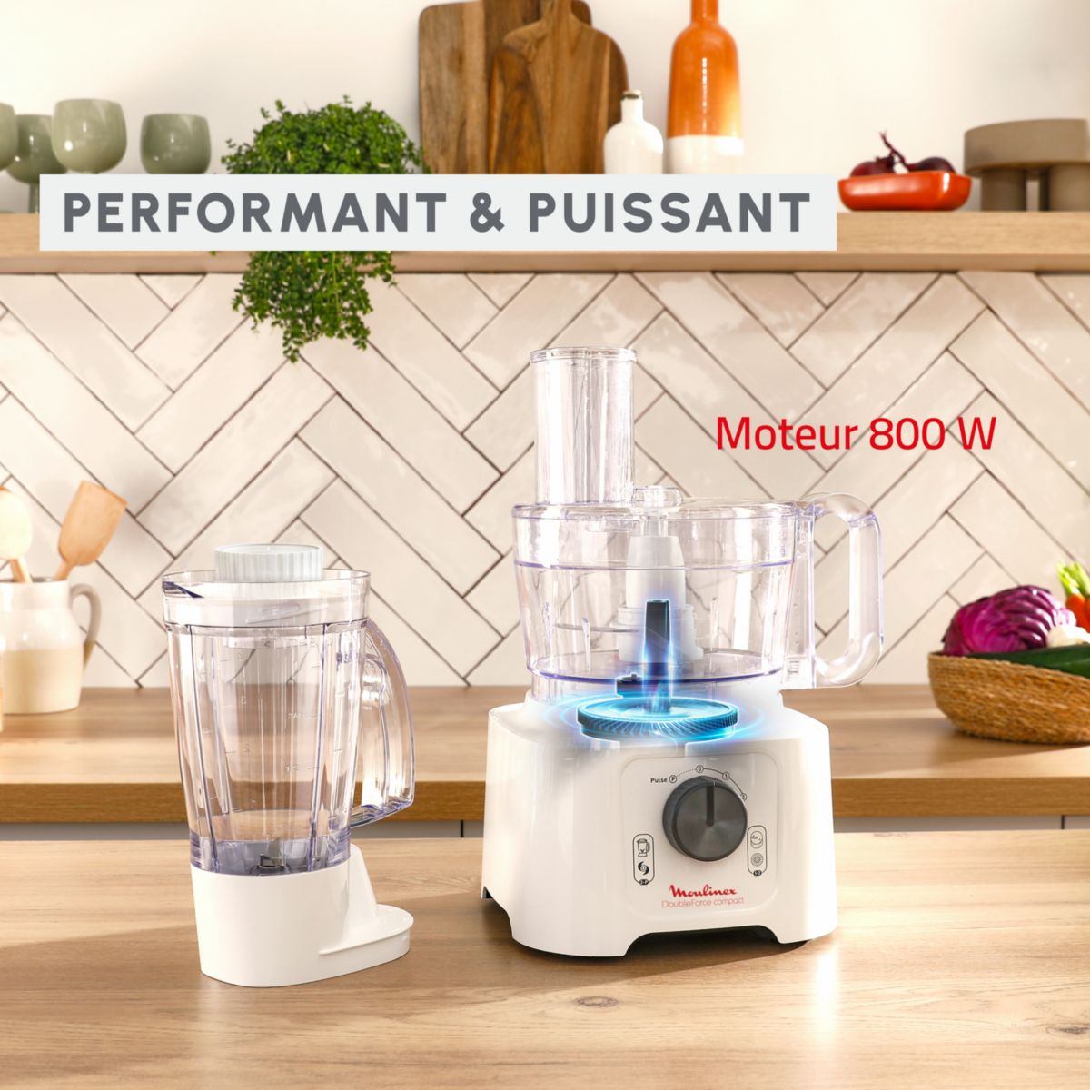 Robot multifonction FP542111 Double force compact blanc blanc, MOULINEX
