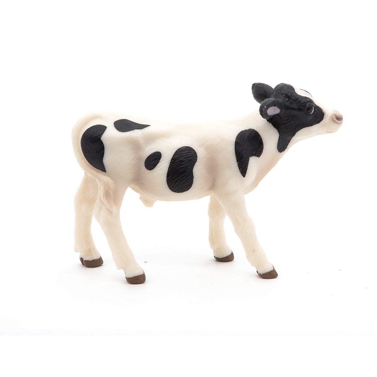 Figurine Veau noir et blanc blanc, PAPO