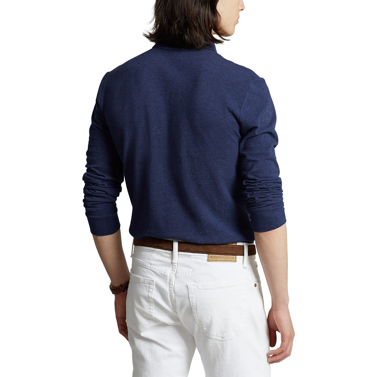 Polo cintré à manches longues piqué bleu navy, POLO RALPH LAUREN