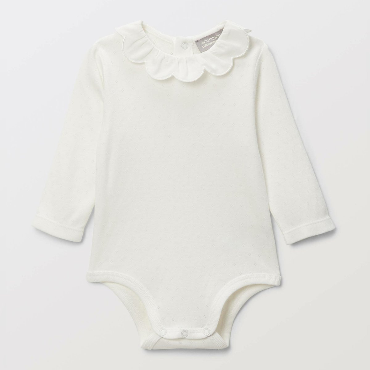Body manches longues à col en coton BIO GOTS ecru, BOUT'CHOU