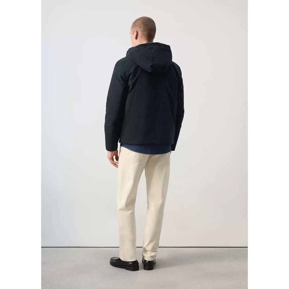 Blouson technique à capuche imperméable bleu nuit, MANGO MAN