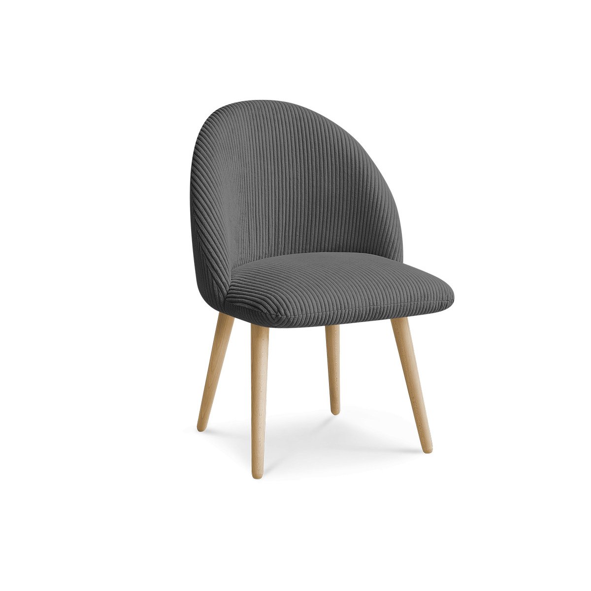 Chaise velours côtelé, LALIE gris foncé, BOBOCHIC