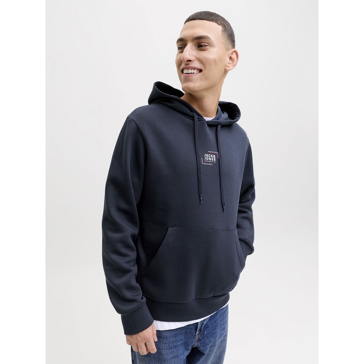 Sweat à capuche bleu marine, JACK & JONES