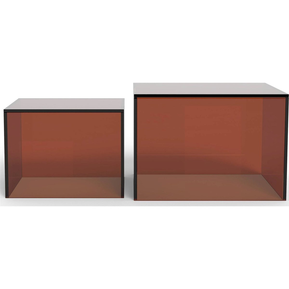 Lot de 2 tables basses carrées en verre bois foncé, RECOLLECTION