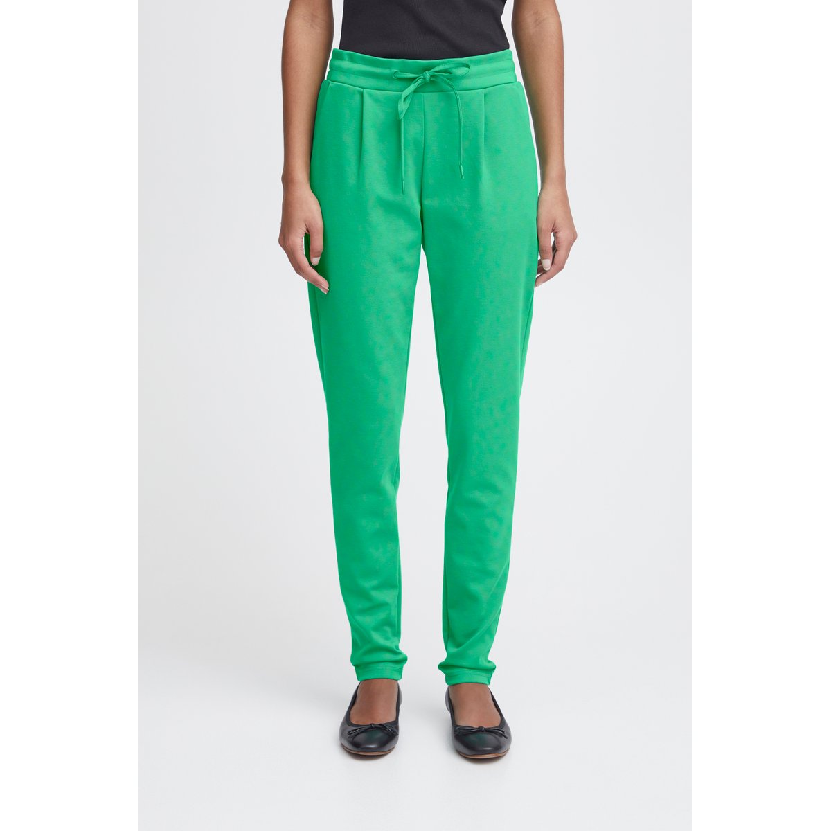 Pantalon coupe slim, taille élastiquée noir, ICHI
