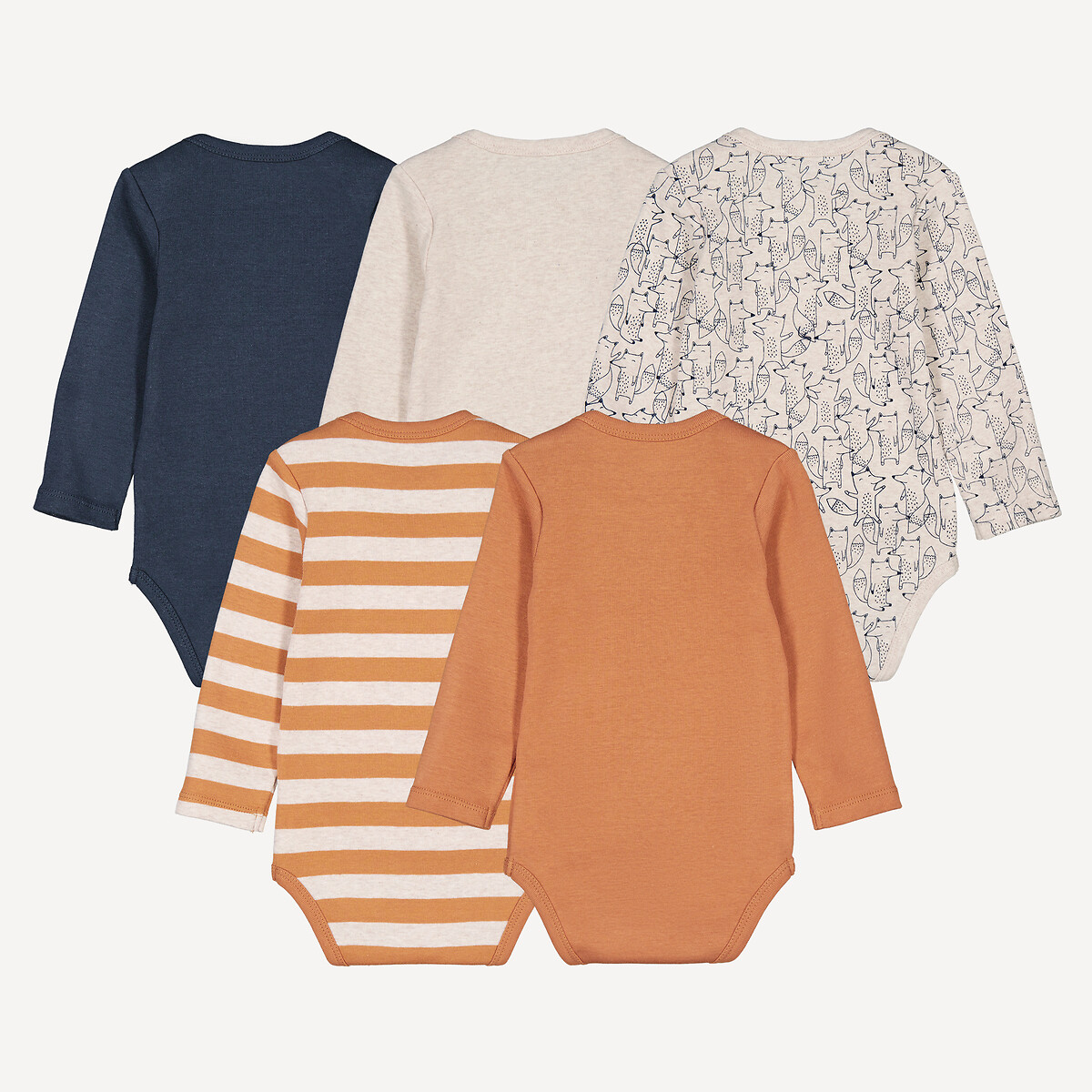 Lot de 5 bodies manches longues assortis, LA REDOUTE COLLECTIONS