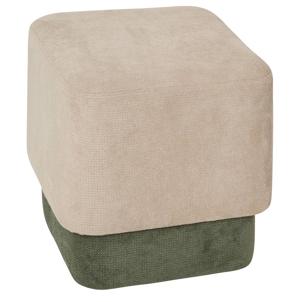 Lot de 2 poufs empilables en tissu DOKI gris, ATMOSPHERA