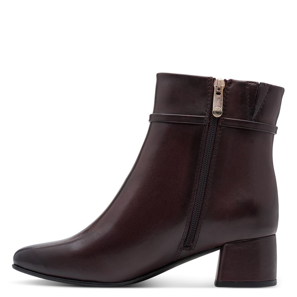 Bottine talon bloc rouge bordeaux, MARCO TOZZI
