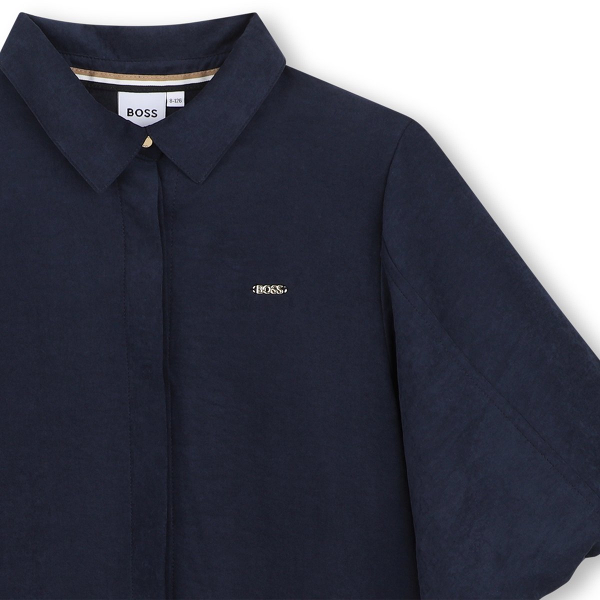 Robe en weavy satin bleu cargo, BOSS KIDSWEAR