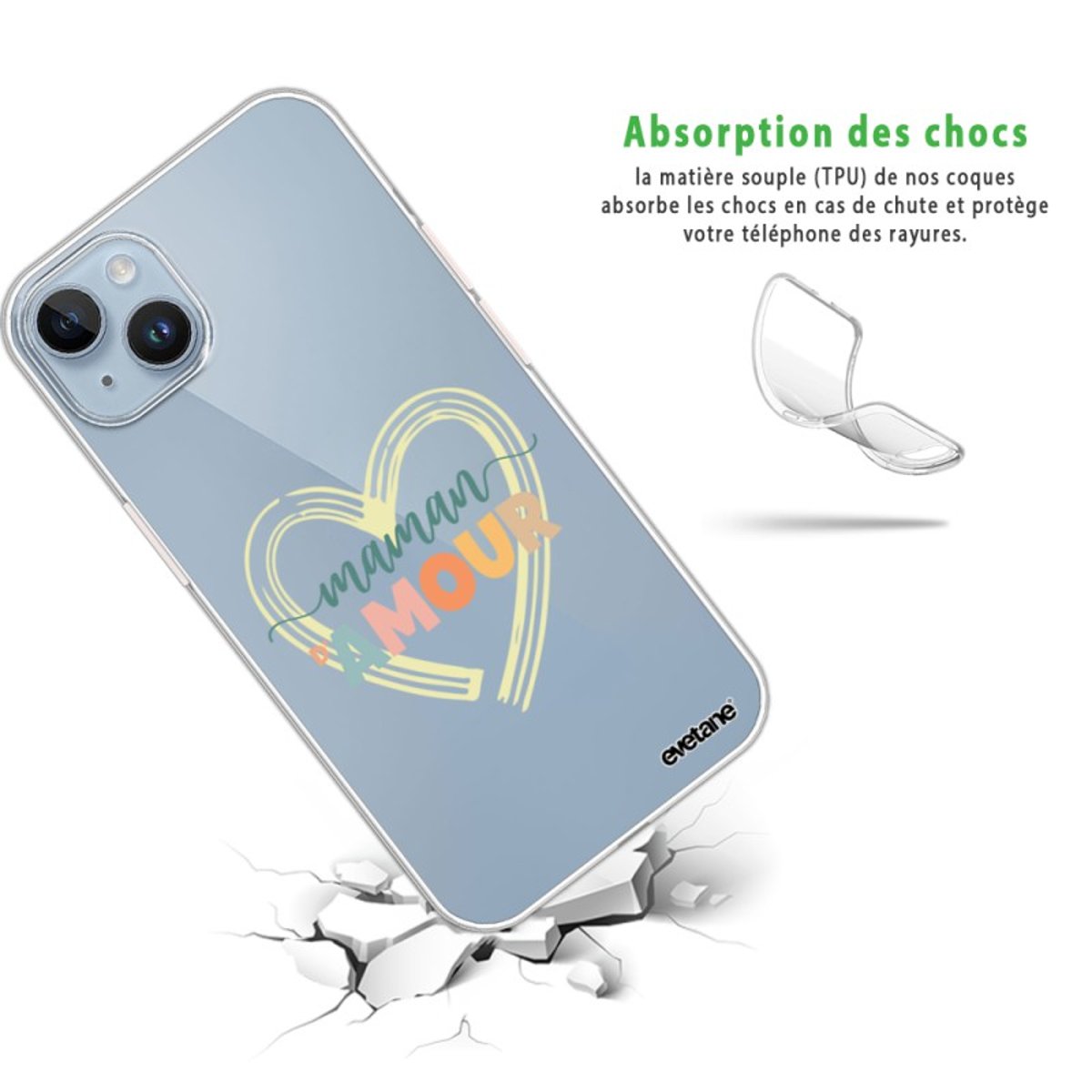 Coque 360 iPhone 14 Plus maman d'amour, EVETANE