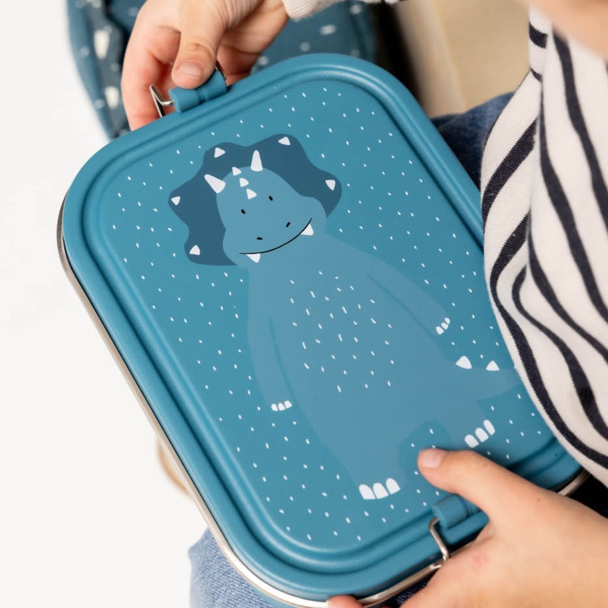Grande lunch box bleu, blanc, noir, TRIXIE