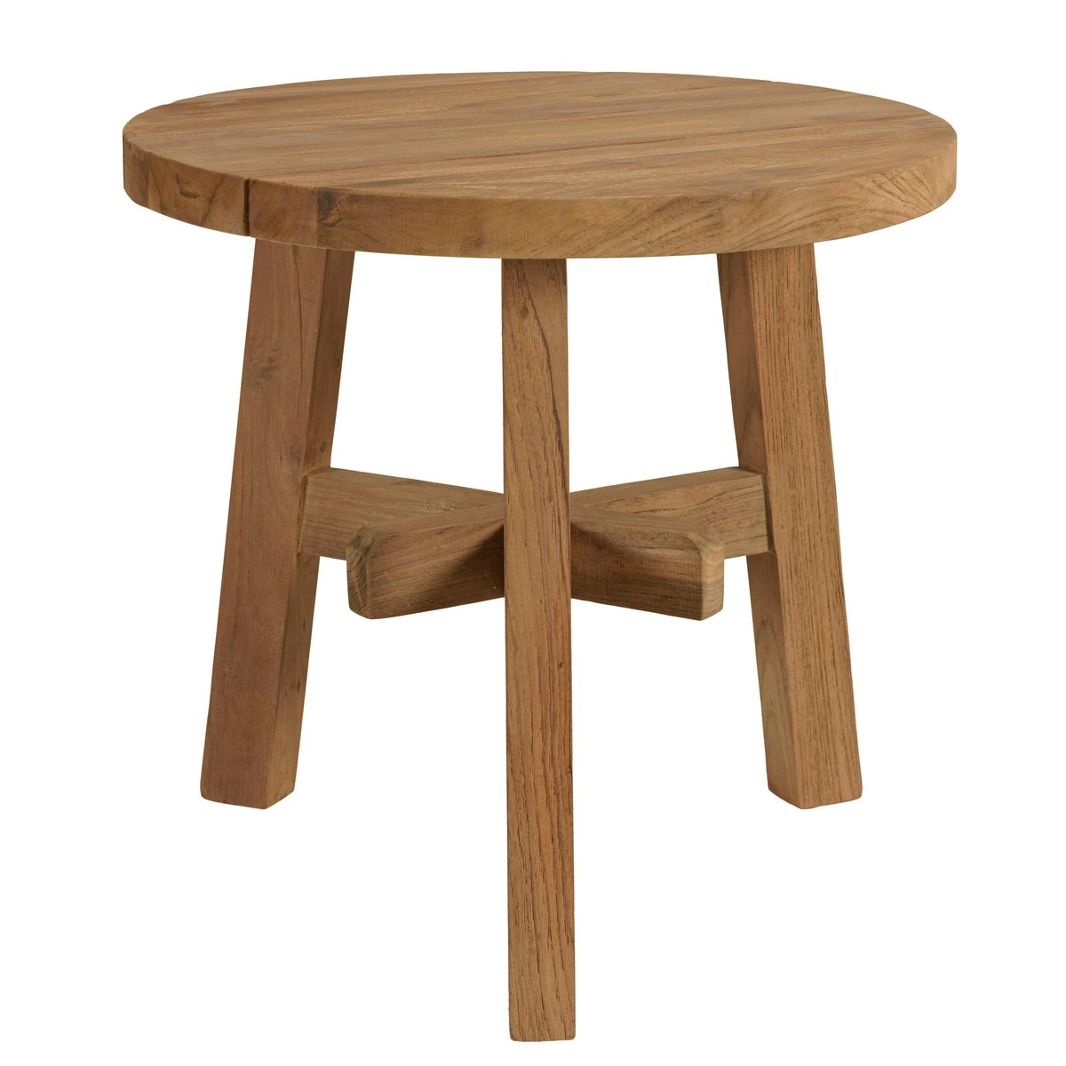Table d'appoint de jardin ronde en bois de teck recyclé naturel D47 cm SANTO bois naturel, PIER IMPORT