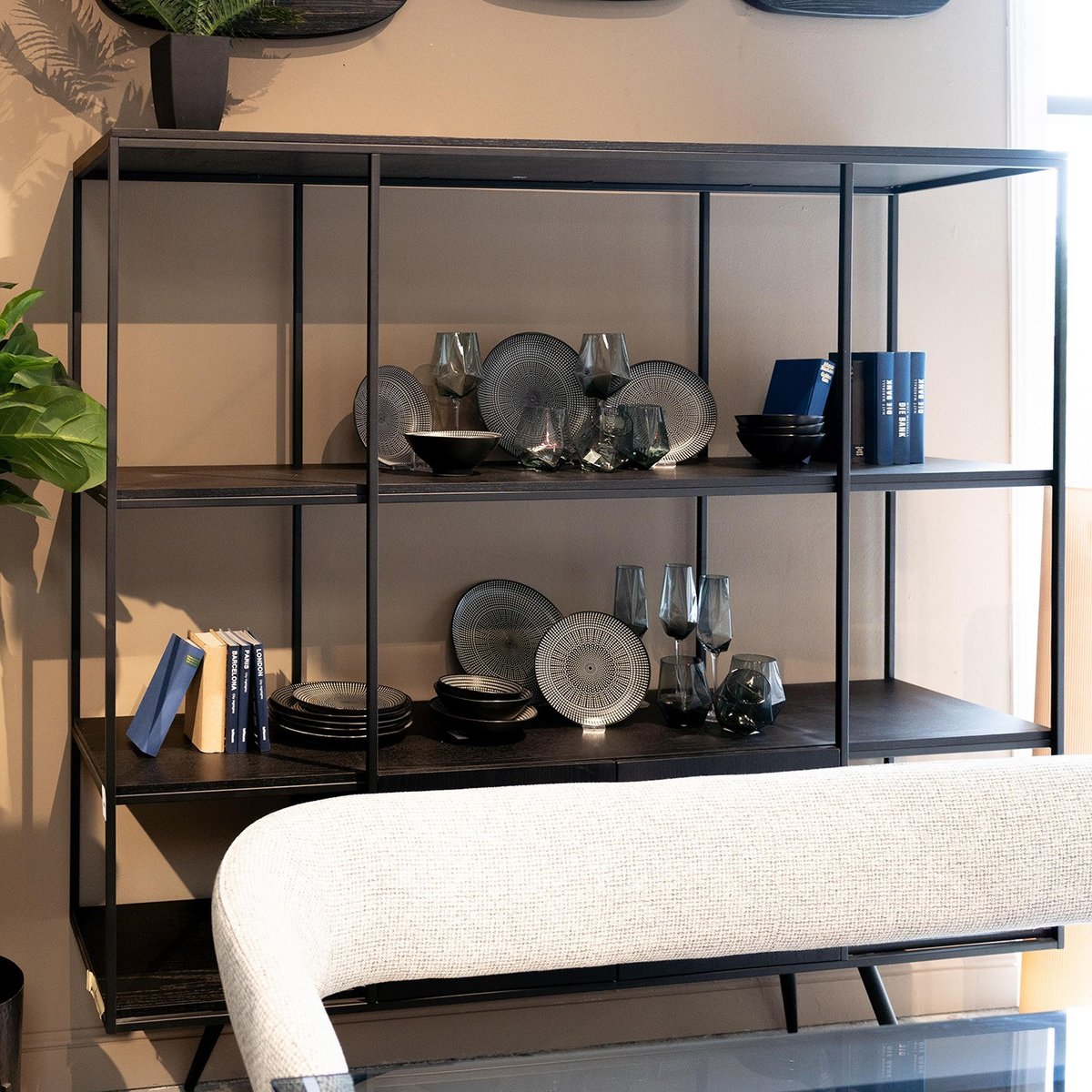 Étagère en chêne et acier, COSY SIXTIES noir, KARE DESIGN