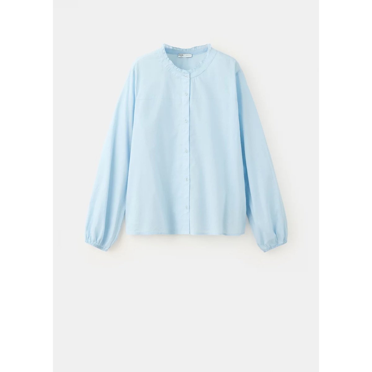 Blouse coton col à volant bleu ciel, MANGO TEEN