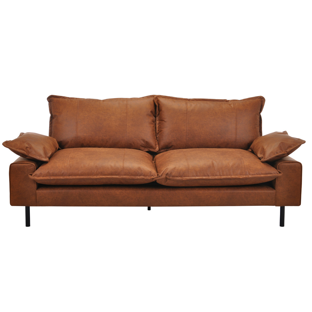 Canapé design 3 places pieds métal noir DORY marron, MILIBOO
