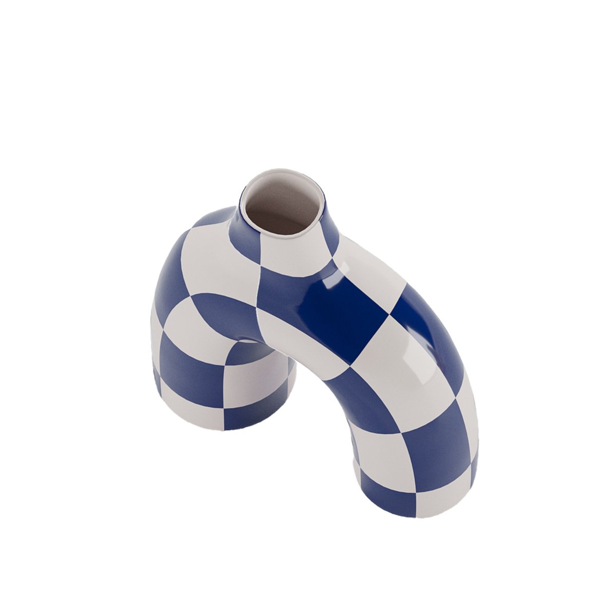 Vase art moderne à damier - PHOENIX bleu, POTIRON PARIS