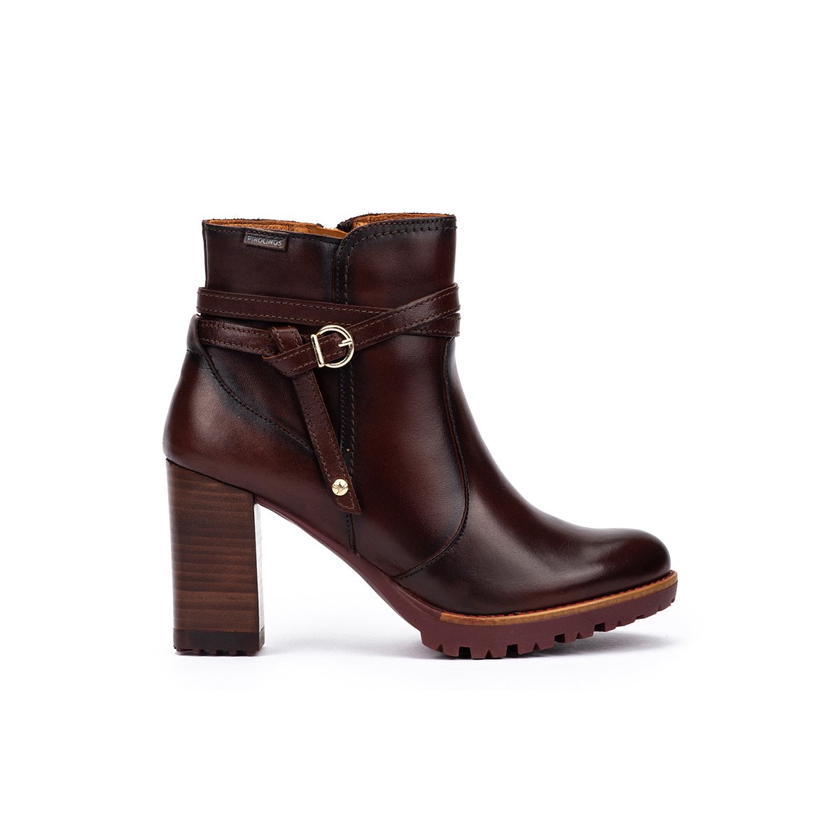 Bottines à talon cuir Connelly caoba, PIKOLINOS