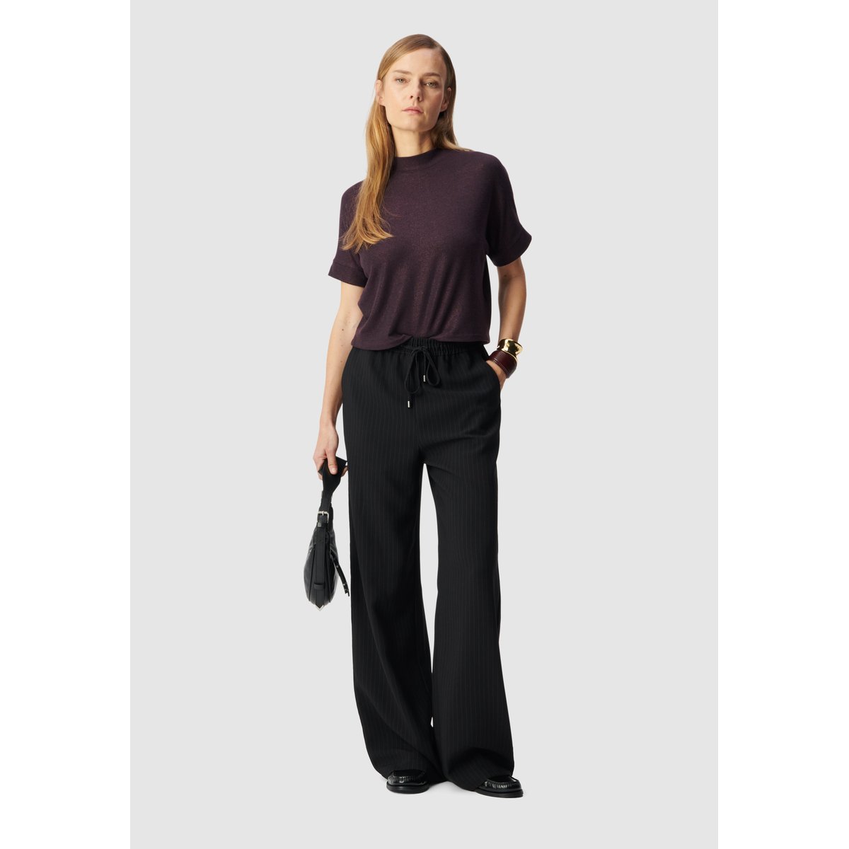 Pantalon de tailleur rayures tennis noir, IKKS