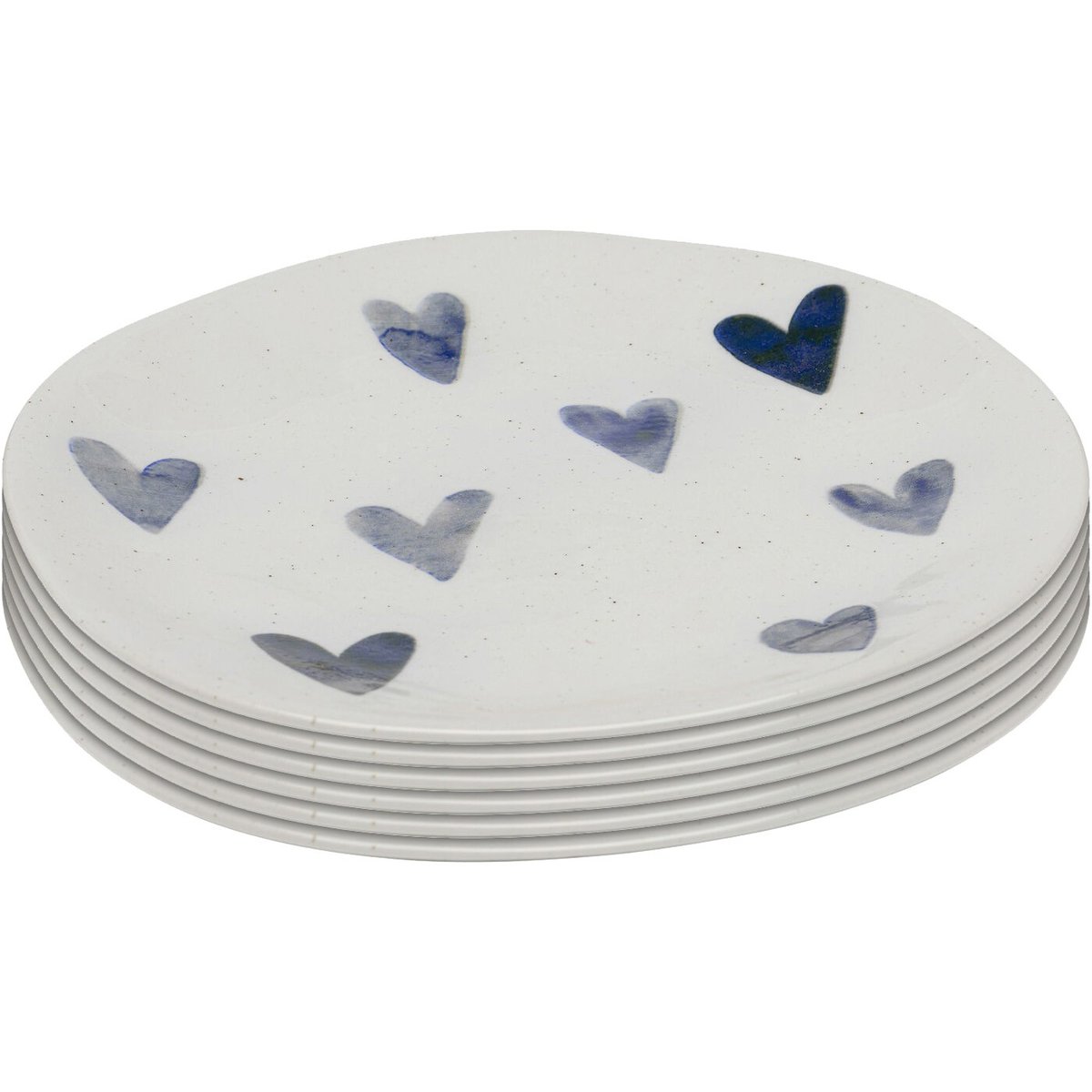 Lot de 6 assiettes plates à dessert, CUORI bleu, KARE DESIGN