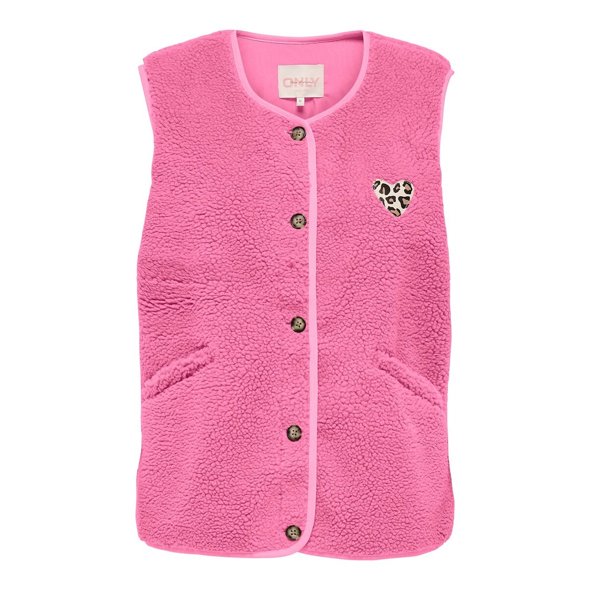 Gilet sans manches en sherpa rose, ONLY