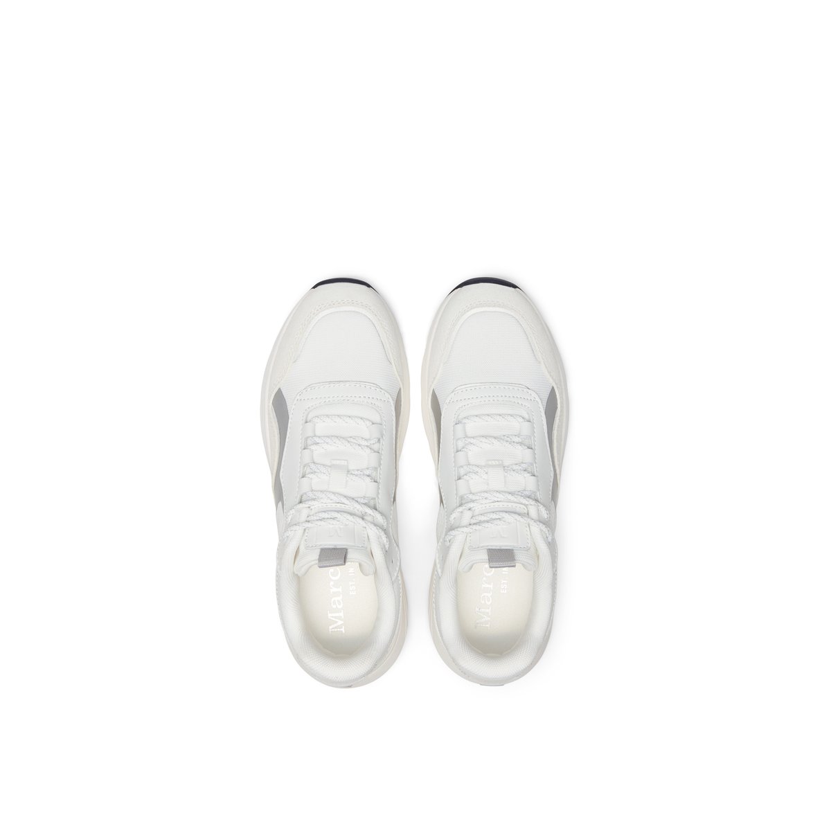 Baskets en cuir de vache et mesh blanc, MARC O'POLO