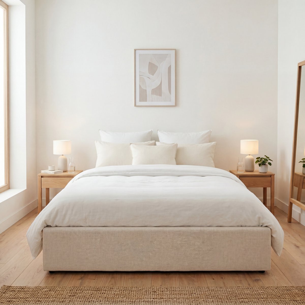 Lit coffre ATLAS beige, OLYMPE LITERIE