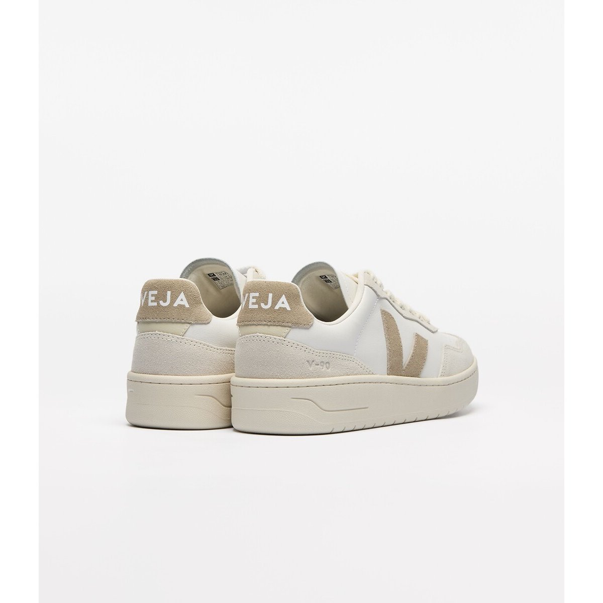 V-90 leren sneakers wit/taupe, VEJA