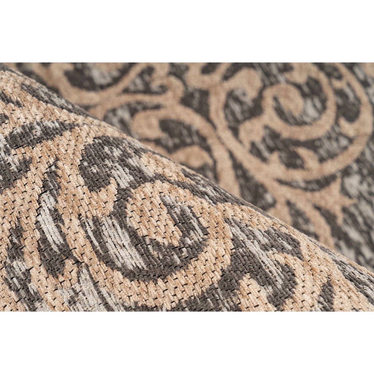 Tapis à poil court, Motifs orientaux beige sable et gris anthracite, ARTE ESPINA
