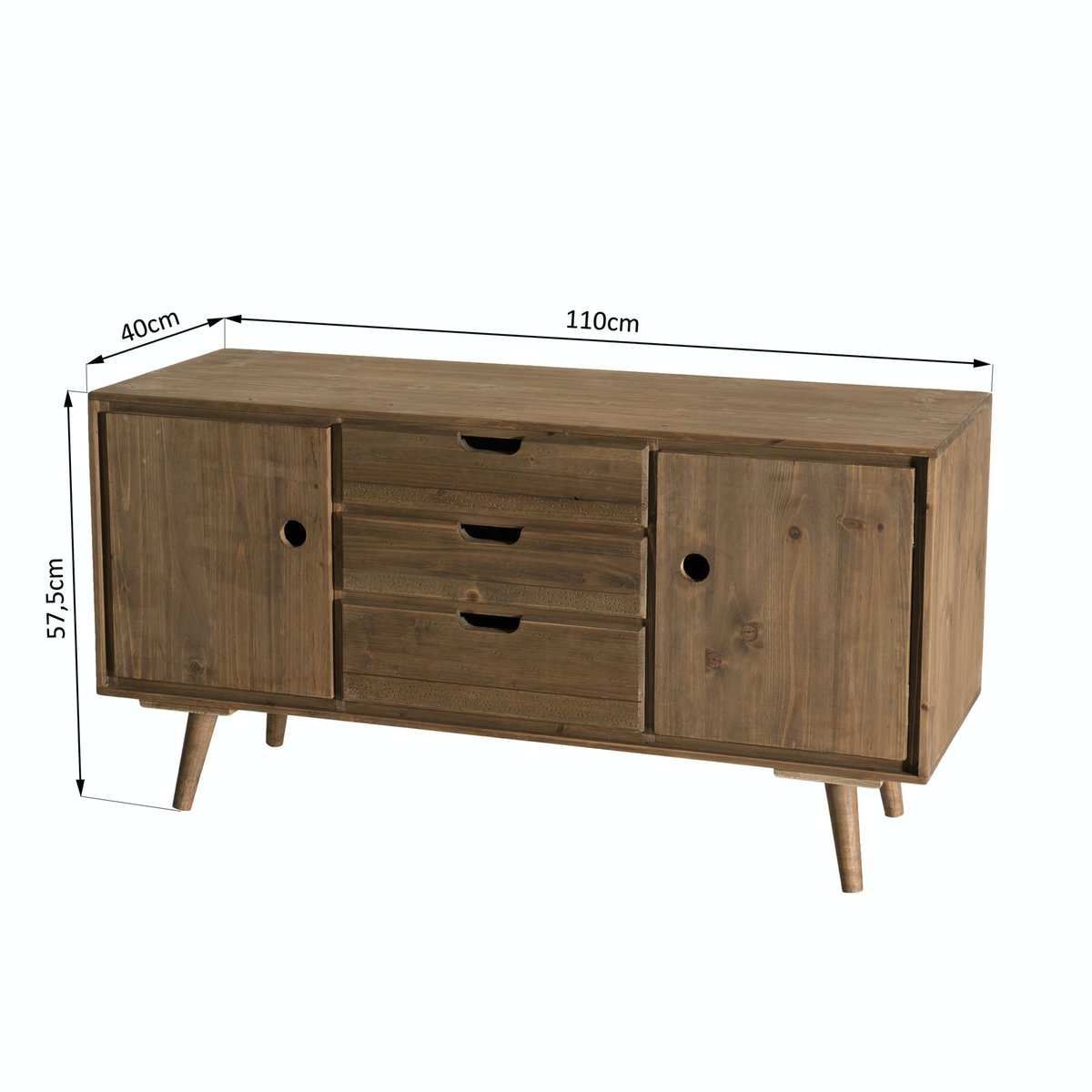 Buffet enfilade en sapin style scandinave 110 cm LIMA bois naturel, PIER IMPORT