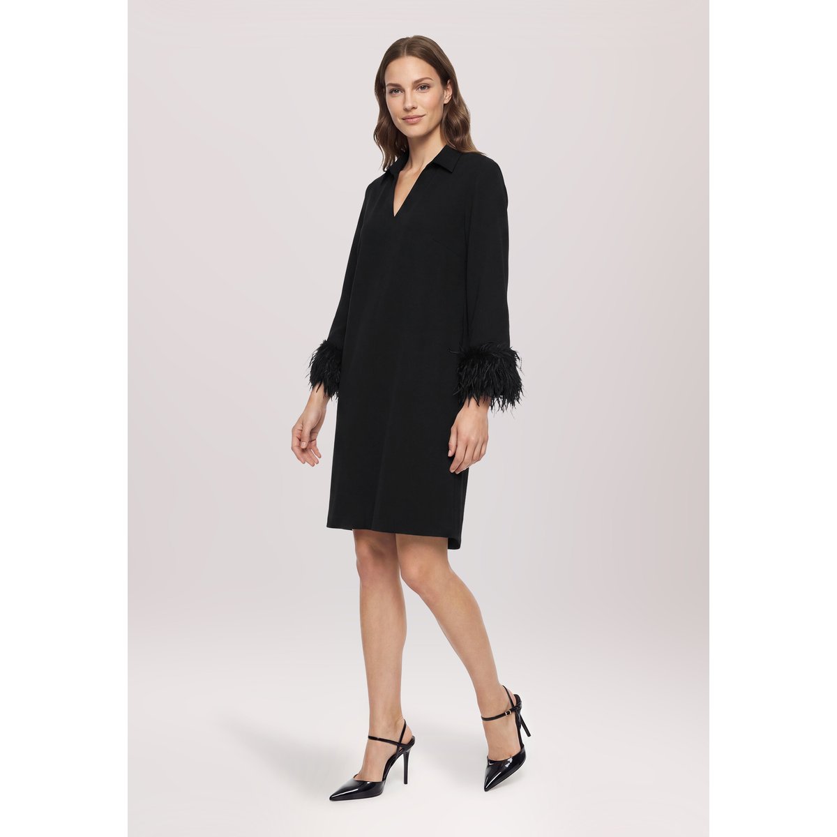 Robe-chemisier à patte de boutonnage noir, BETTY BARCLAY