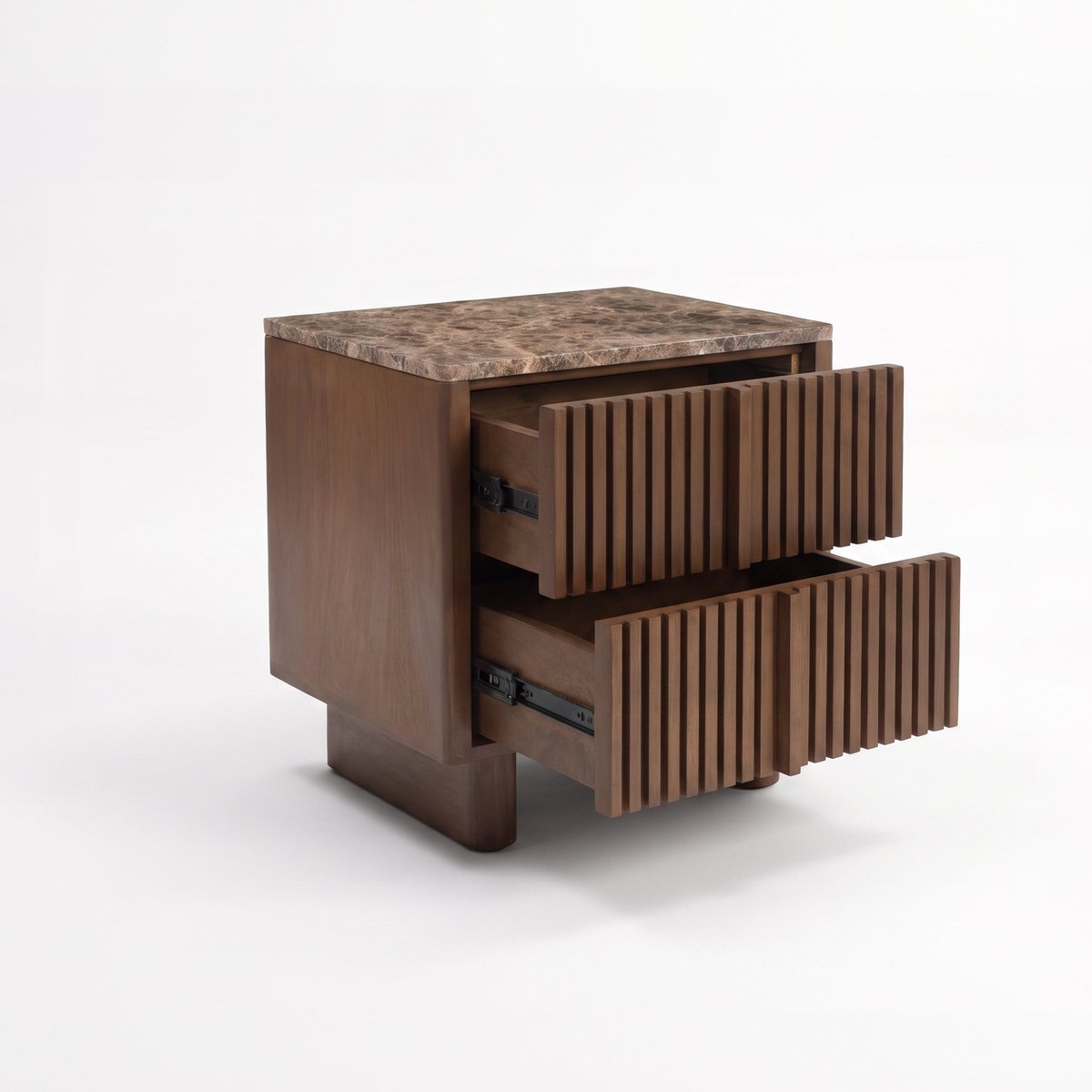 Table de chevet en bois de manguier et plateau en marbre - FLAVIO marron foncé, MAISON PAVANE