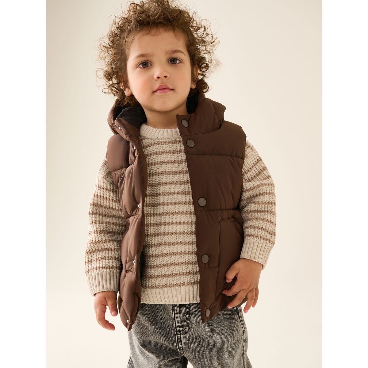 Veste sans manches à capuche marron, NEXT