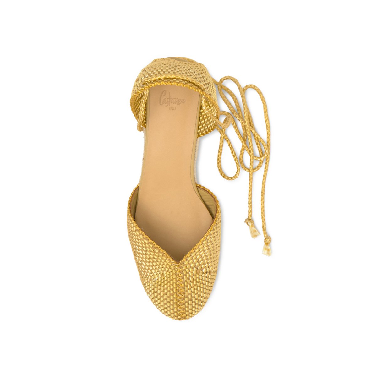 Espadrilles compensées en jute à fils métallisés CORA PLATFORM doré, CASTANER