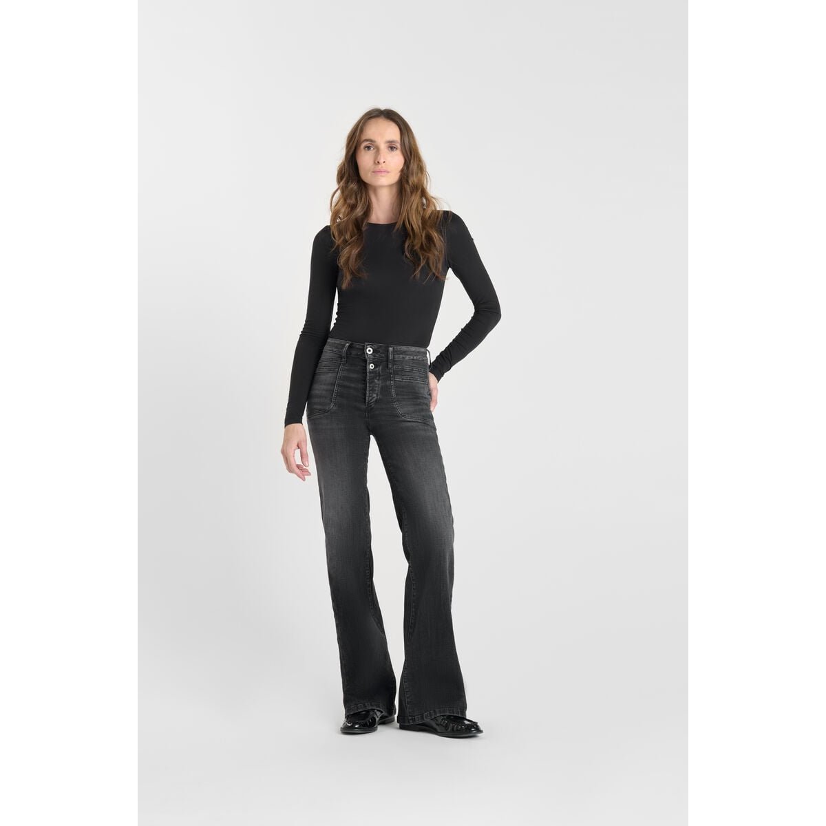 Jeans flare PULP high flare, longueur 34 grey, LE TEMPS DES CERISES