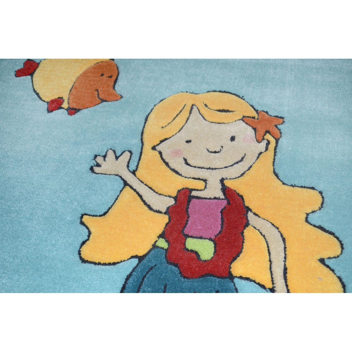 Tapis enfant Maui, la fillette de l'île, tufté turquoise, THEKO