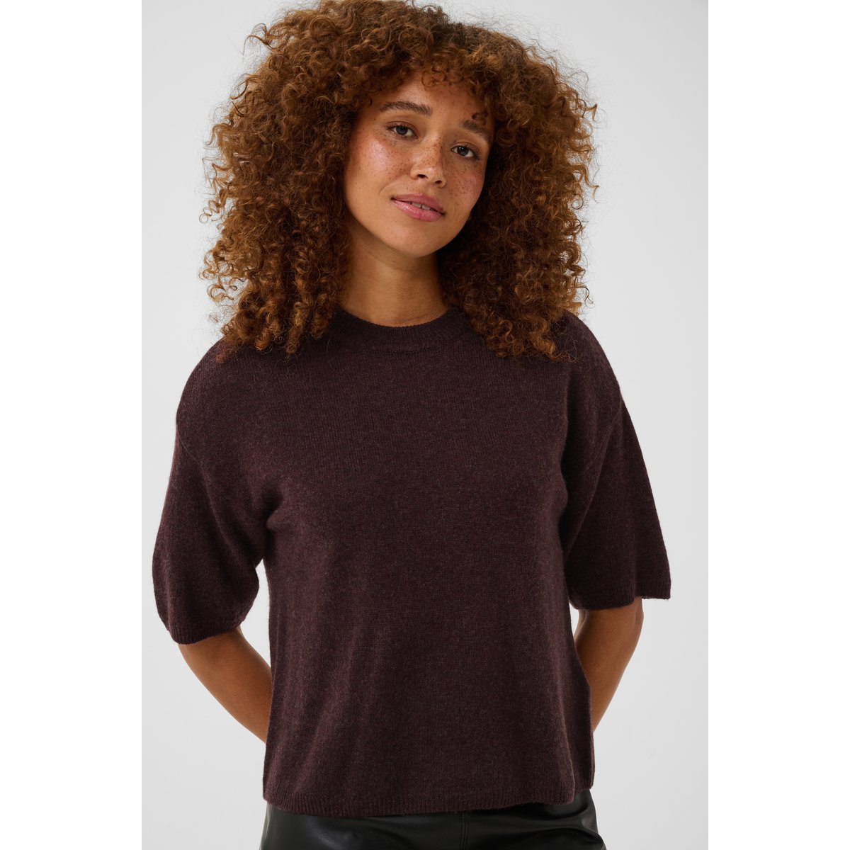 Pullover tricoté marron fudge melange, KAFFE