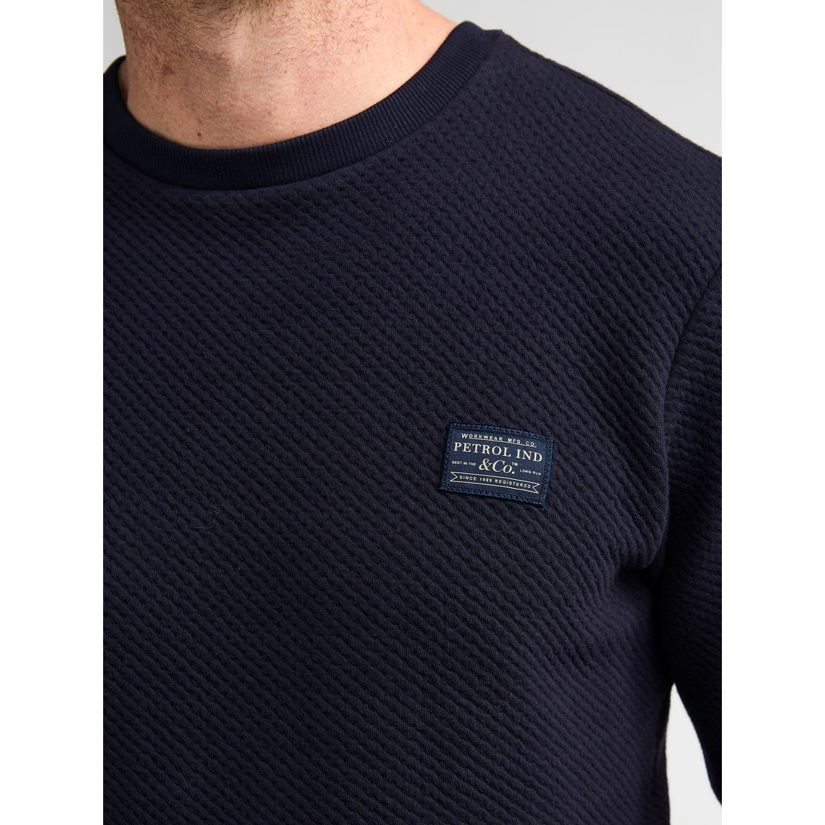 Sweat  col rond texturé ironwall bleu royal navy, PETROL INDUSTRIES